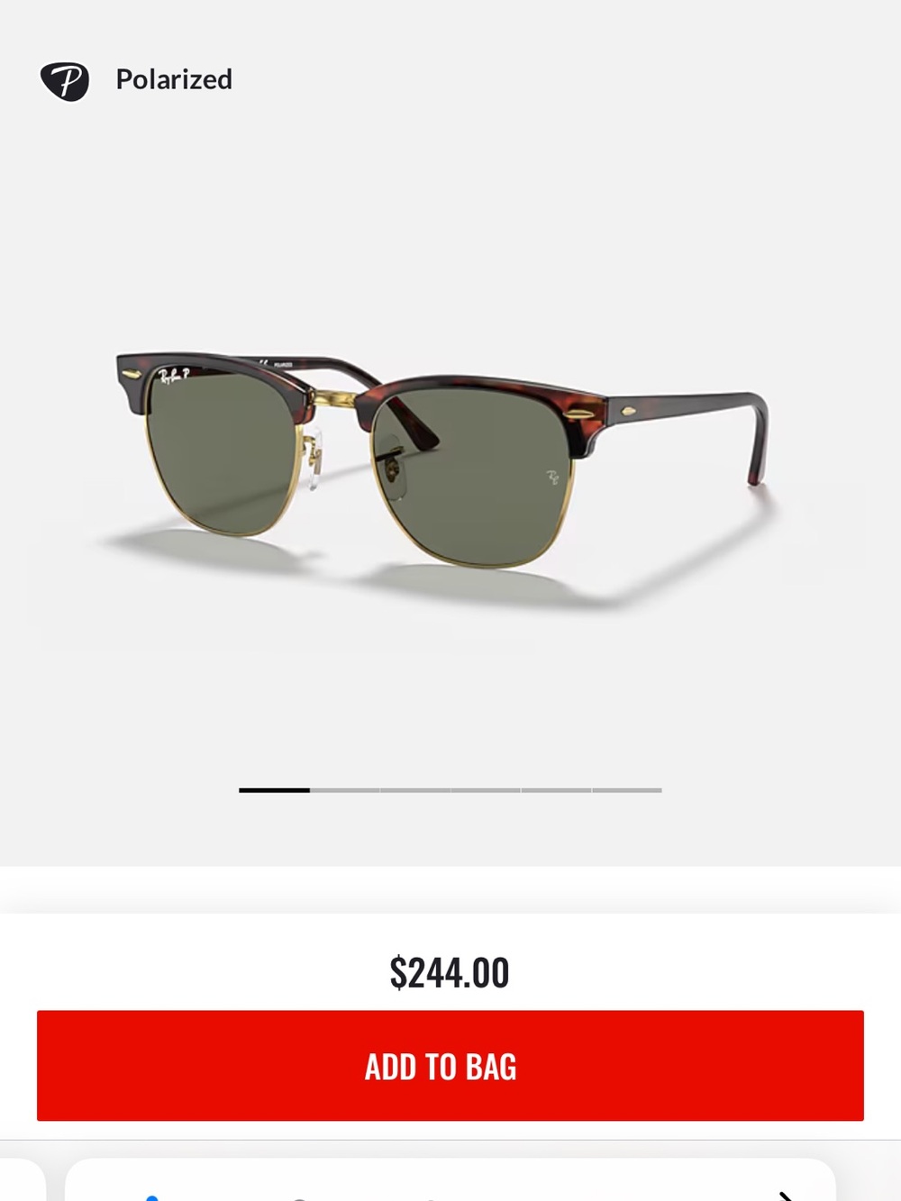 Ray-Ban Clubmaster Sunglasses in Tortoiseshell and Green